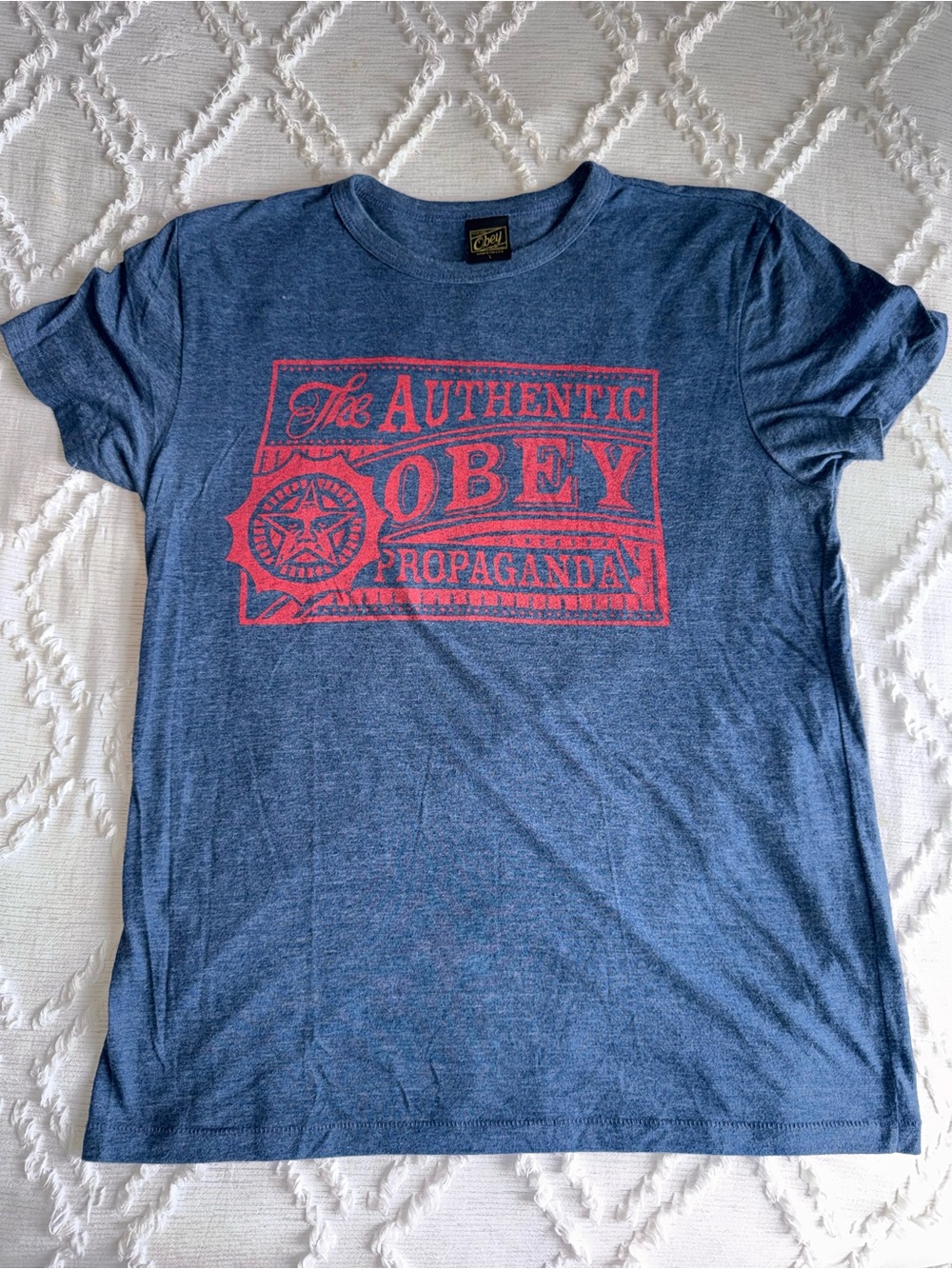 Obey Propaganda “The Authentic” Made in USA Tri-Blend Graphic Tee – L